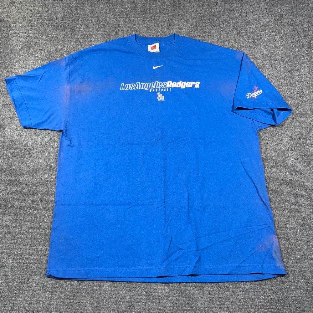 VTG Nike Los Angeles‎ Dodgers T-Shirt Mens XL Center Swoosh Baseball Blue